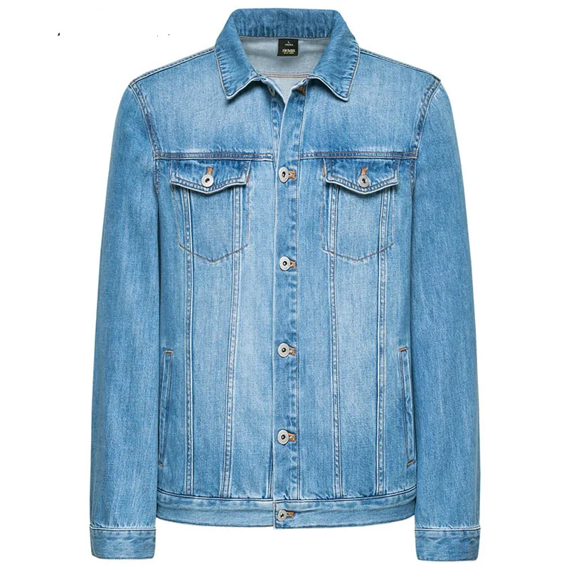 

denim Jacket men coat dark Blue Casual Denim Jackets cotton Turn-down Collar Fashion Outwear Denim Coat for man