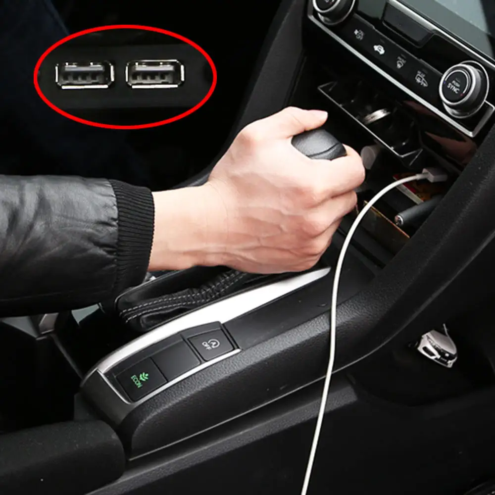 1 шт. коробка для хранения управления Dual USB Honda Civic 2016 ~ 2019 ABS внутренняя консоль