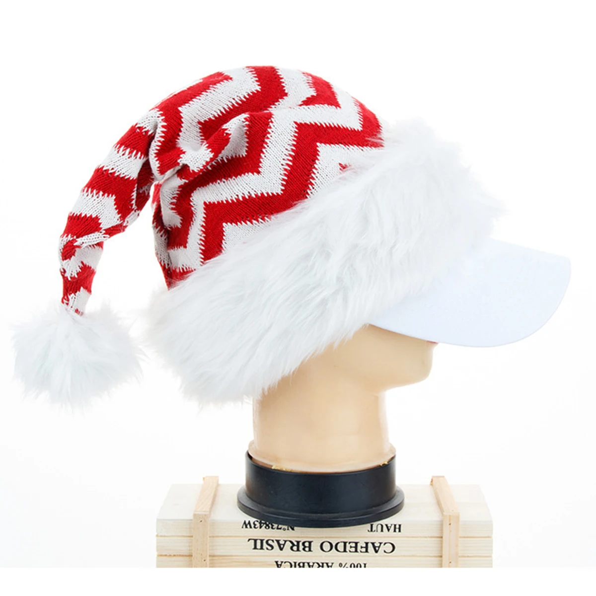 

Decorative Plush Santa Hats Knitted Plush Ball Hat Cute Christmas Hat for Women Men Adults Warm Winter Santa Gifts Lovely