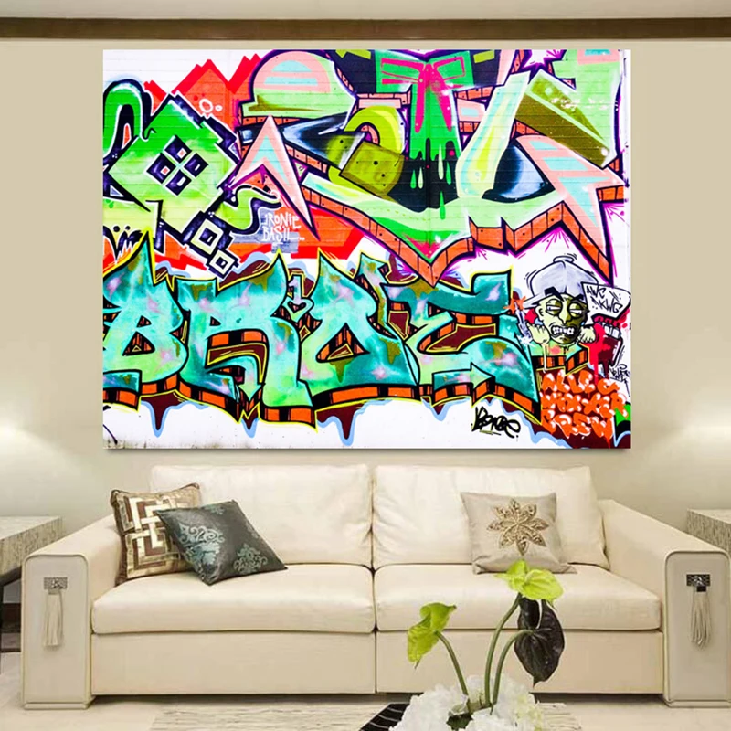 Холстовая картина в стиле граффити на стену, ретро-серый детский плакат, масляное искусство, декор для гостиной и спальни.