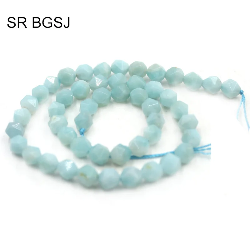 Бесплатная доставка 8 мм граненые круглые многоугольные чистые камни амазонита