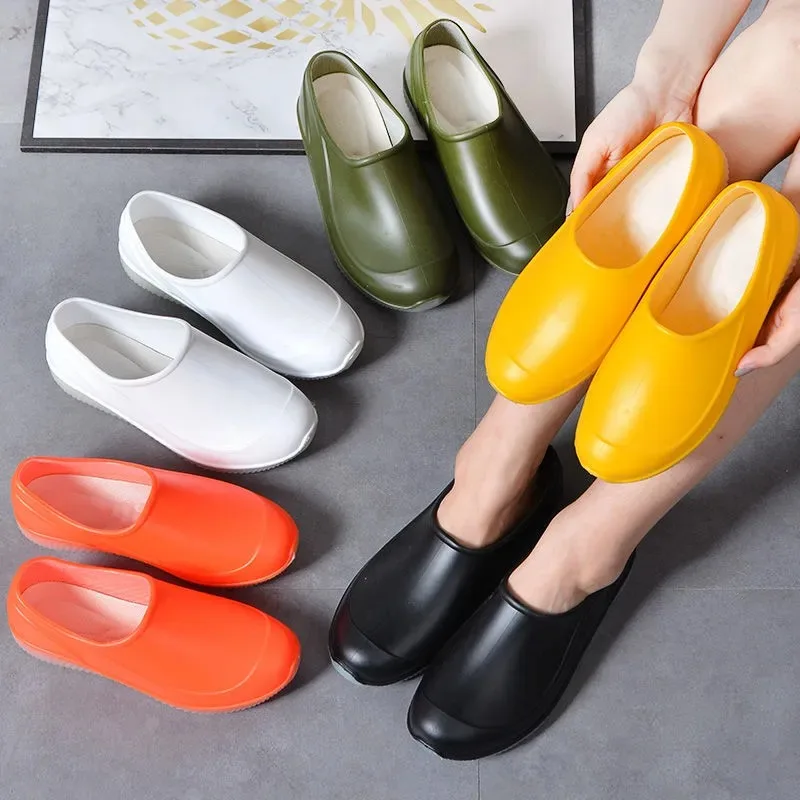 

Fluorescent Low Top Rain Shoes Women's Waterproof Loafers Unisex Rainshoes Woman Galoshes Kitchen Work Shoes Ladies Nurse Shoes