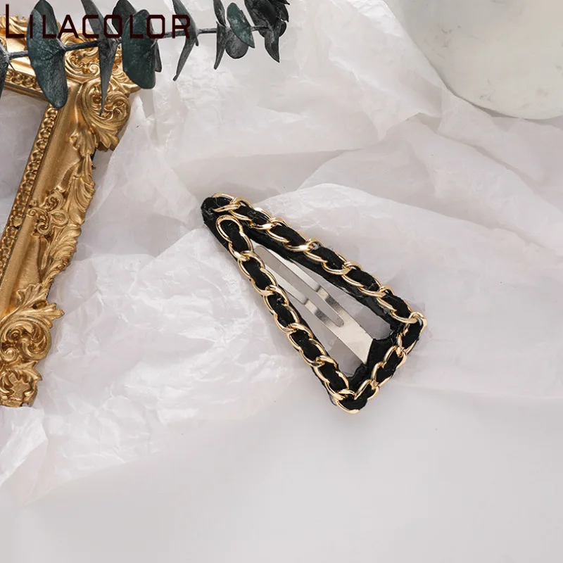 Темпераментная металлическая цепочка простая ВВ заколка красная для волос