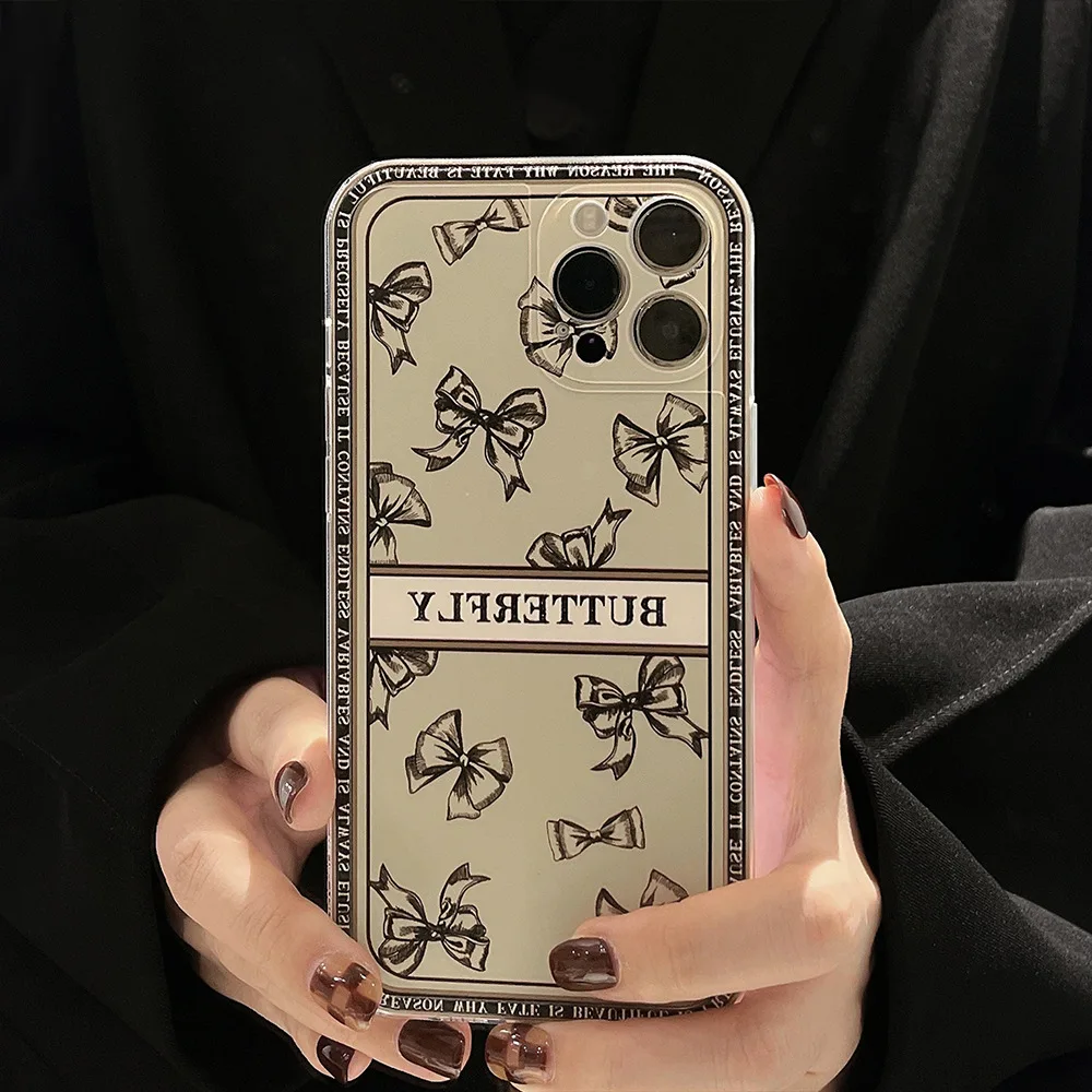 

Retro Luxury Brand Bow Knot Phone Case For iPhone 13 11 12 Pro Max 12 mini X Xs Max Xr 7 8 Puls Se 2020 Case Soft Silicone Cover