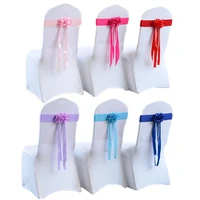 wholesale 100pcslot polyester elastic sash knot redbluepinkpurple wedding chair sashes bow for wedding decoration chair sash