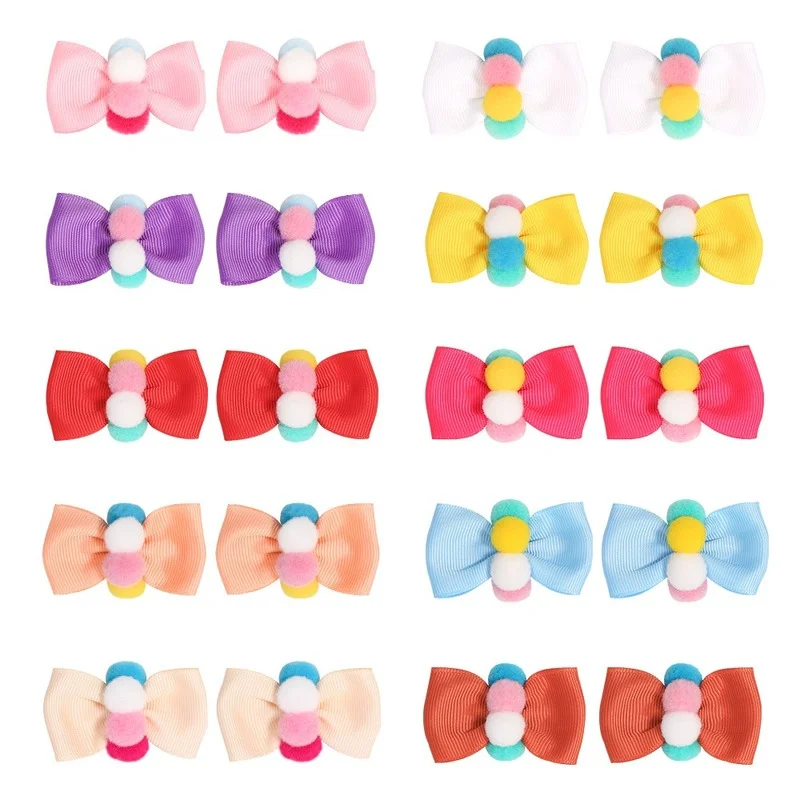 

Cute Soft Colorful Hairballs Hairpins Kids Sweet Hair Handmade Mini Fashion Bow Hairpins Kids Baby Girl's Hair Accessories