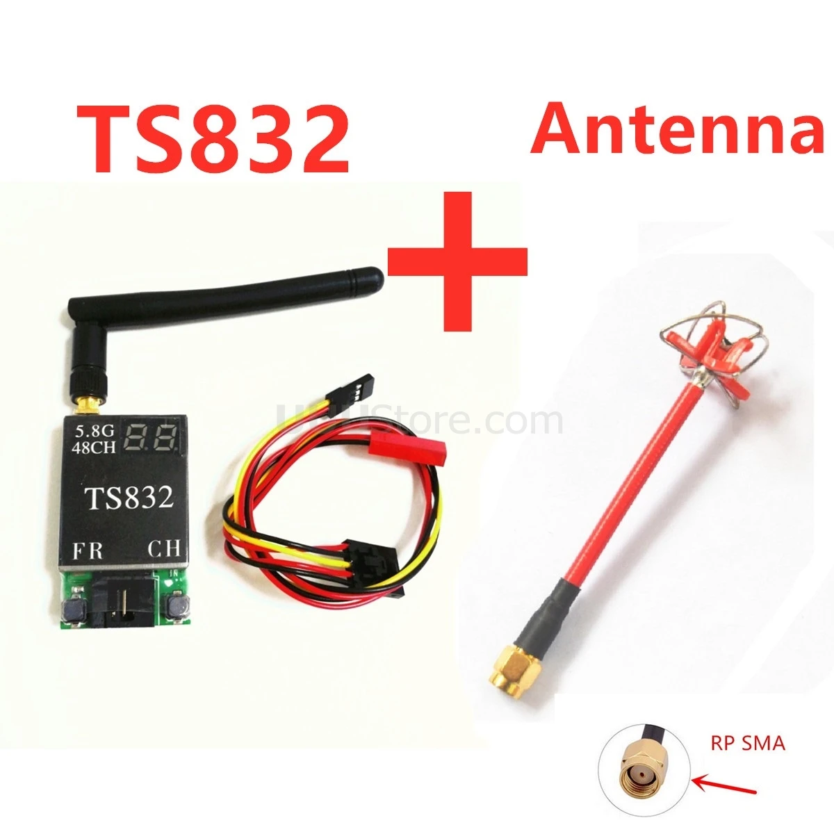 FPVOK TS832 FPV 5,8 ГГц 600 мВт 48CH AV передающий(TX) модуль с RP-SMA антенной для камеры SJCAM Gopro Xiaomi Yi FPV - Цвет: Add Aomway Antenna