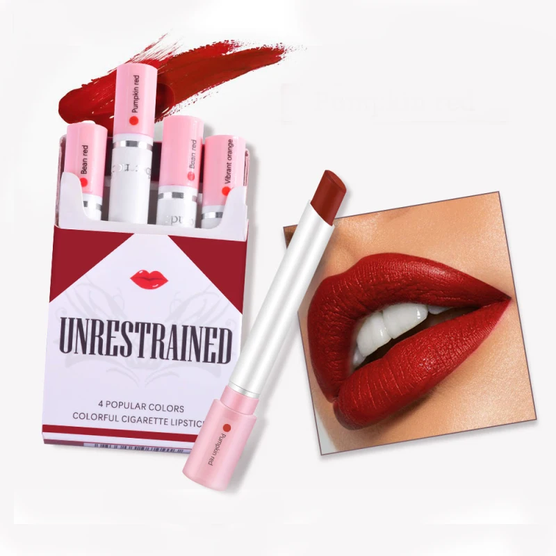 Набор креативной помады для сигарет 4 цвета бархатная матовая губная помада тубы