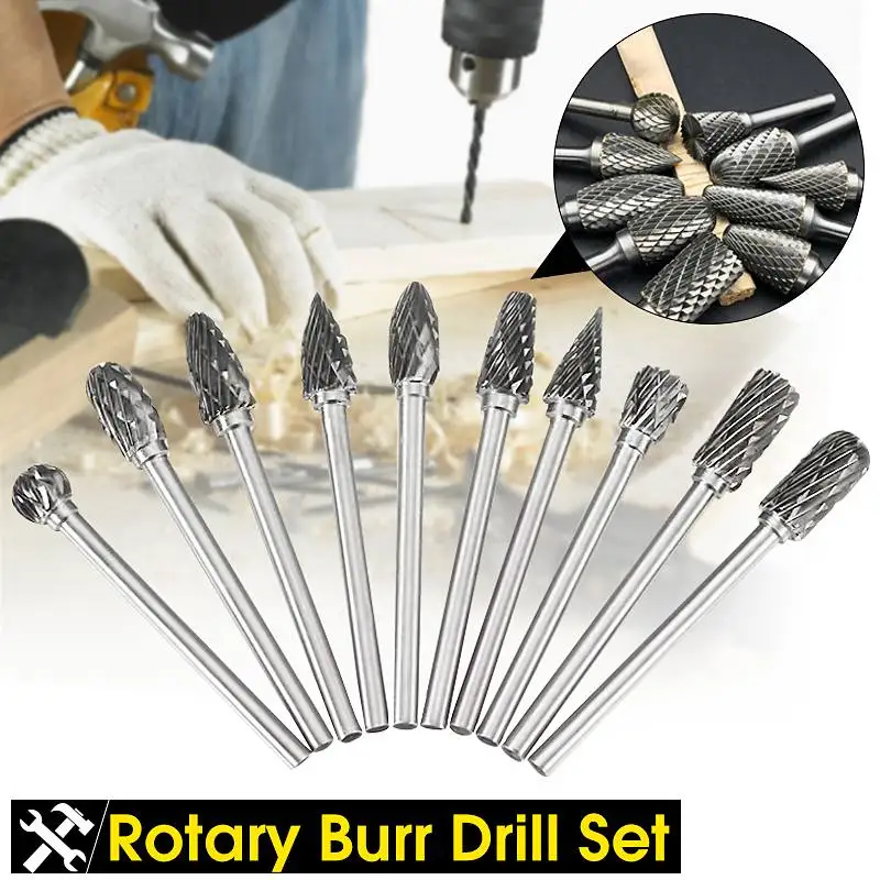 

WAVEWAY 1/8 Tungsten Carbide 3x6mm Drill Bits Rotary Burrs Metal Diamond Grinding Woodworking Milling Cutters For Drill Bits