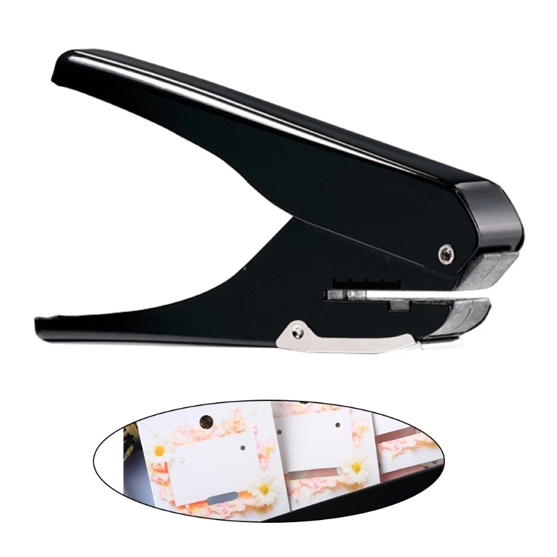 

Multifunctional Single Hole Punch Oval Hole Puncher Paper Capacity 10 Sheets with Positioning Ruler Confetti Storage Bin