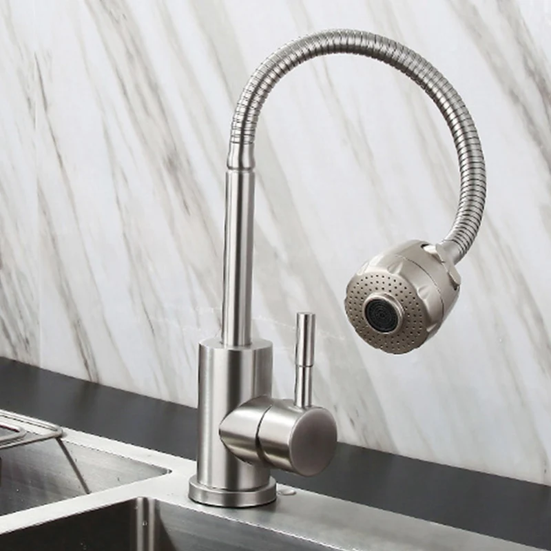 

Brushed Nickel Kitchen Faucet Single Hole Pull Out Spout Kitchen Sink Mixer Tap Stream Sprayer Head Chrome Mixer Tap