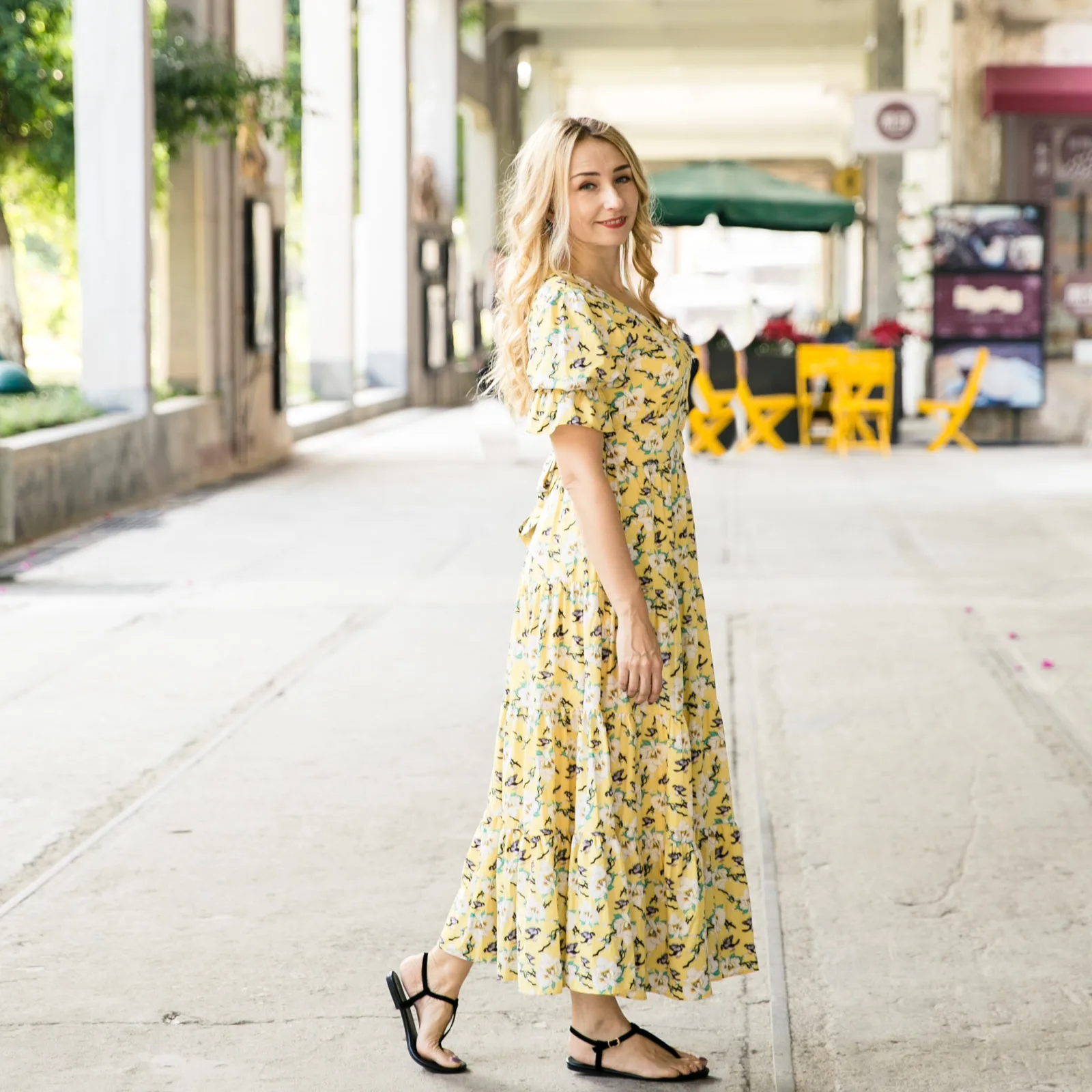 PatPat Stylish Floral Printed Long Sleeve Dress in Yellow for Mom and Me Spring Autumn Print Casual | Мать и ребенок