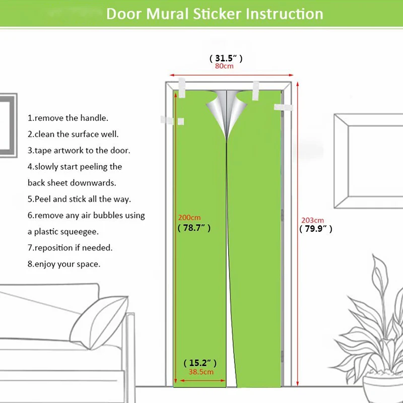 77x200cm 3D Door Stickers DIY art For Living Room Bedroom self-Adhesive Waterproof Wall Murals Removable Wallpaper Home Decor