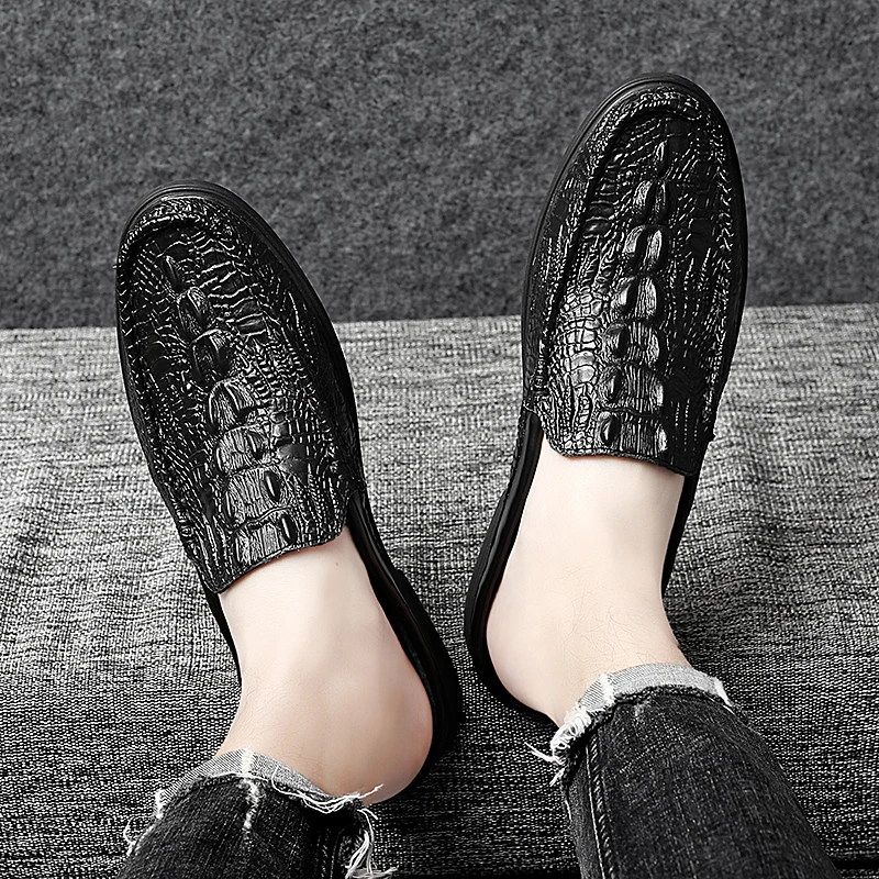 Мокасины мужские из натуральной кожи мягкие лоферы без застежки Повседневная