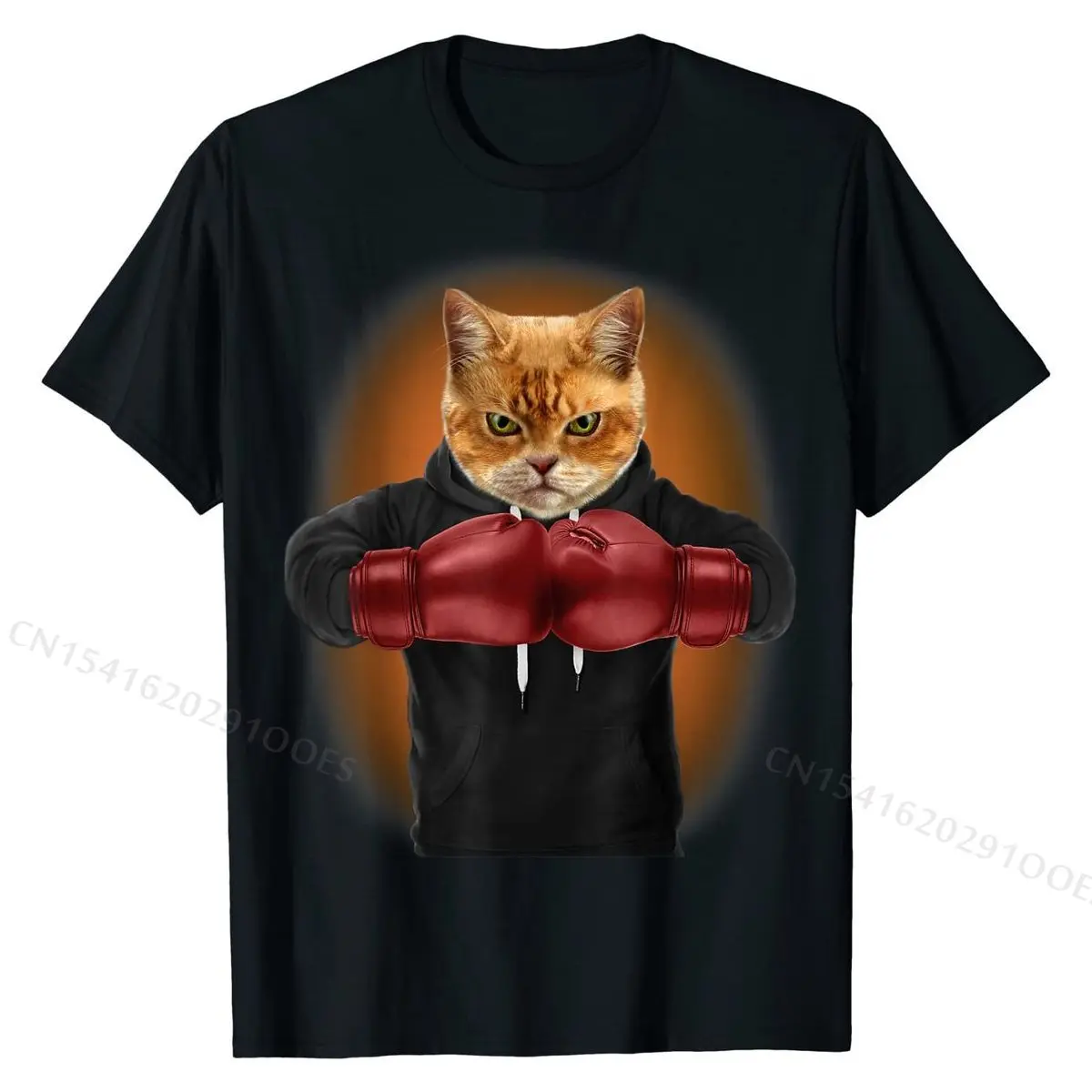 

T-Shirt, Boxing Cat, Martial Arts Fighter Warrior Men Fitted Custom Tees Cotton T Shirts Europe
