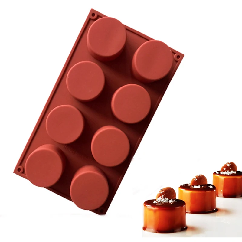 3D ручной работы круглый Форма силиконовые формы торт 8 отверстий Кекс желе пудинг
