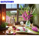 GATYZTORY фиолетовый цветок в вазе картина по номерам ручная роспись уникальный подарок 60x75 см рамка на холсте украшение для дома масляные краски