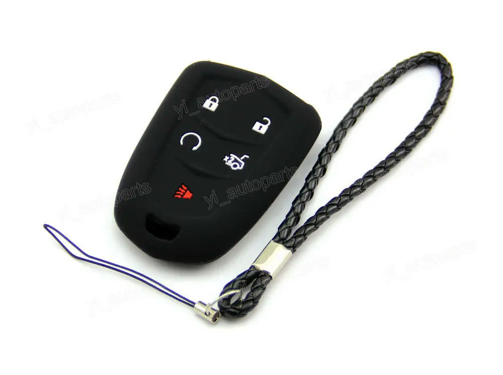 Черный силиконовый чехол для Cadillac Remote Smart Key 5 Button HYQ2AB CAD5ZBBK
