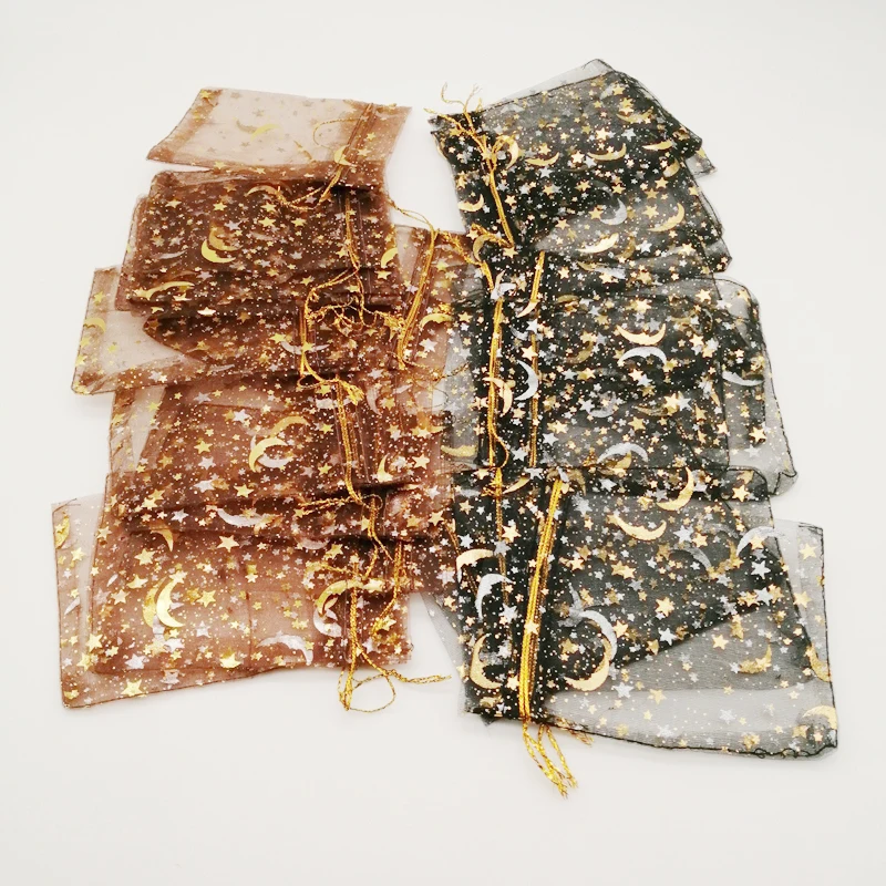 

100 шт., черные/коричневые сумки из органзы