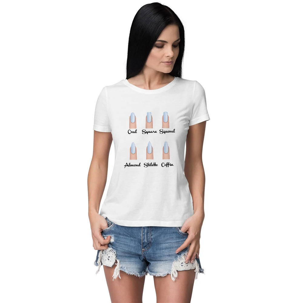 

Modern Girl Popular Nail Art Printed Edgy Shirt 2021 Spring New Korean Trend Women T-shirts Streetwear Bff Sister T-shirts