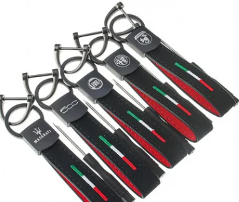 

4S Leather Car Key Chain 360 Degree Rotating Horseshoe Rings For Alfa Romeo 159 147 156 166 Giulietta Giulia Mito Spider Car
