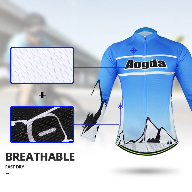 Aogda 2019 Pro Long Sleeve Cycling Clothing Men Summer Bike Uniform Bicycle Clothes Breathable Jersey Set | Спорт и развлечения