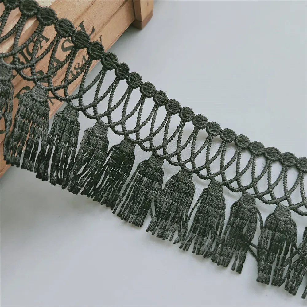 1 ярд черная хлопковая кисточка висячая бахрома кружевная отделка лента для из