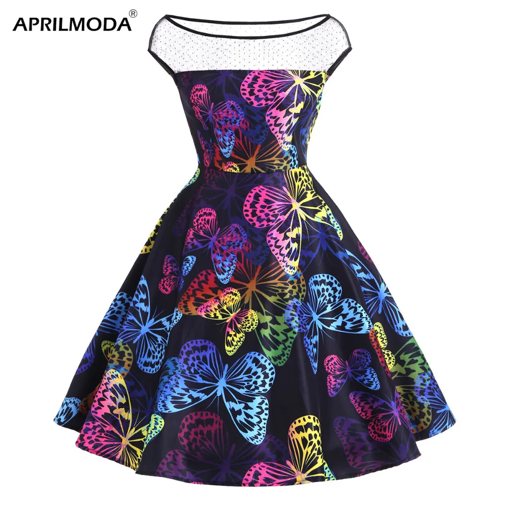 Женские вечерние платья размера плюс большие качели 50s 60s Ретро стиль рокабилли