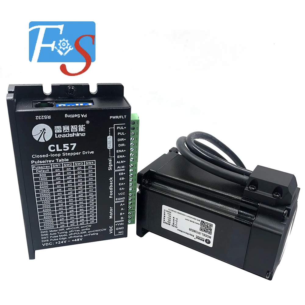 

CNC Leadshine 2 phase 2.6N.m closed loop stepper motor 57CME26 + CL57losed Loop Servo Driver for Engraving and cutting machine