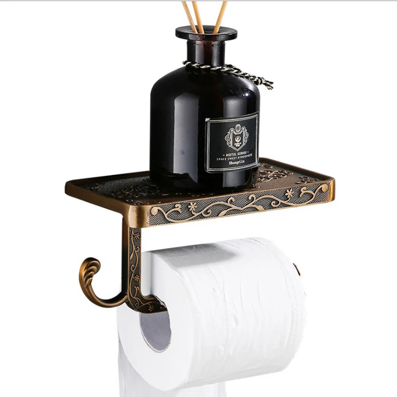 Винтажный держатель для туалетной бумаги с полкой телефона настенный в стиле
