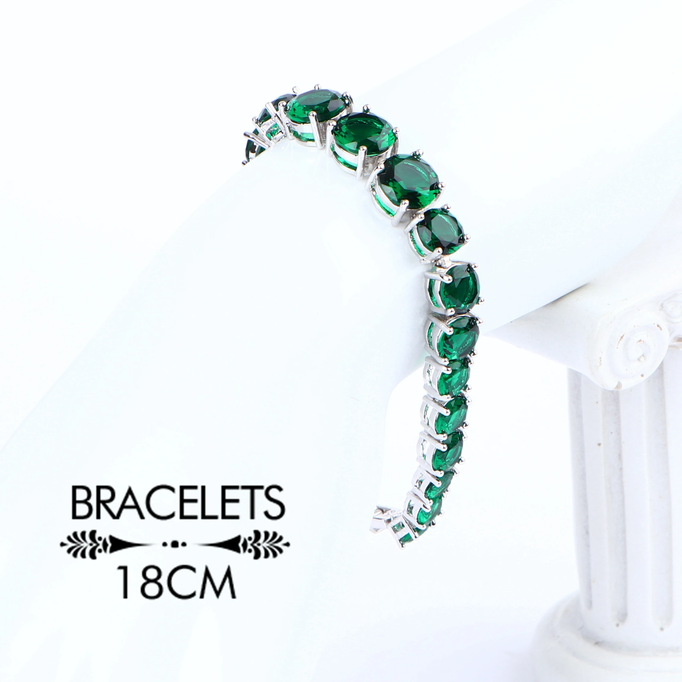 Зеленый кубический цирконий 925 костюмы серебряные украшения наборы для женщин