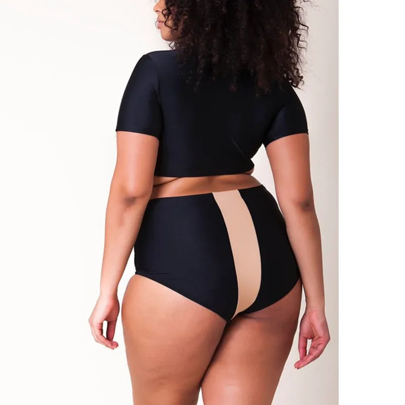 

Summer Sexy Solid Bikini 2021 Plus Size One Piece Swimwear Women Color Matching Large Lady High Waist Swimsuit Bathing Suit 4XL