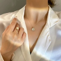 mengjiqiao korean delicate micro paved zricon necklace for women girls cute round opal pendent collares party jewelry kolye