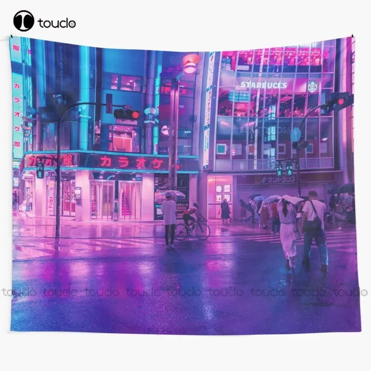 

Neon Nostalgia Japan Tokyo Alley Future Tapestry Fashion Wall Tapestry Blanket Tapestry Bedroom Bedspread Decoration Funny Wall