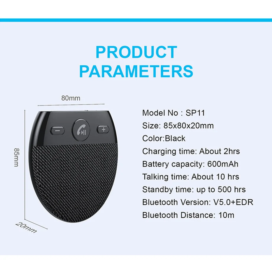 Беспроводной автомобильный Bluetooth V5.0 динамик Громкая связь комплект громкой