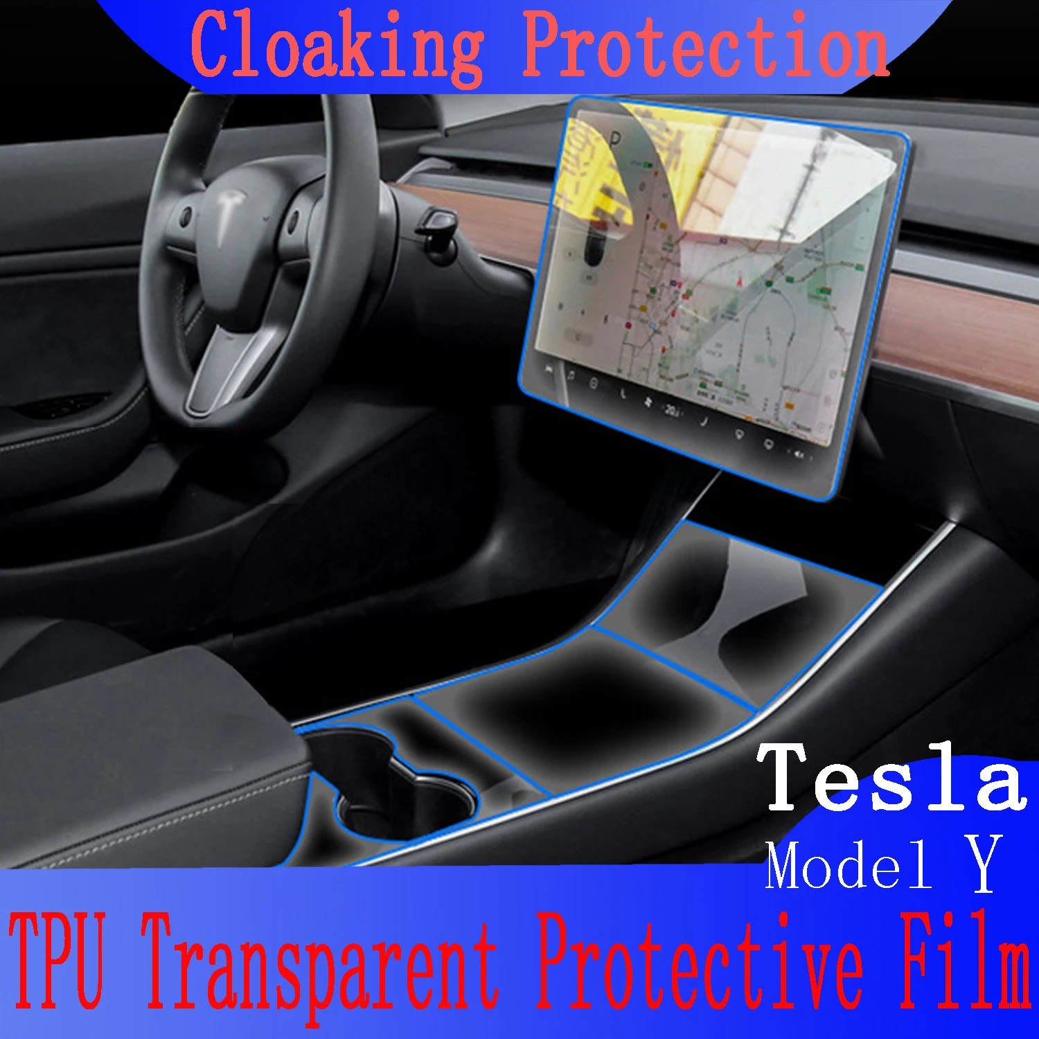 

For Tesla Model Y 3 Panel Interior Center Console Air Panel Steering Wheel Panel Tpu transparent Anti- Scratch Protective Film