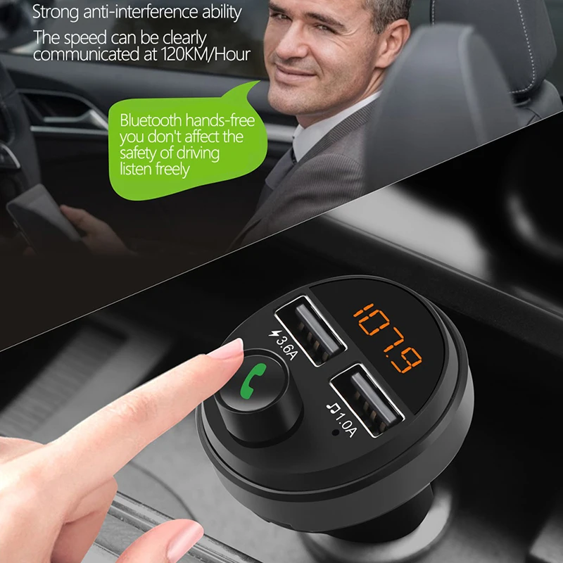 Беспроводной автомобильный комплект Bluetooth 5,0, fm-передатчик, Автомобильный mp3 плеер A, быстрая зарядка, двойное зарядное устройство USB, поддержка TF карты Z2