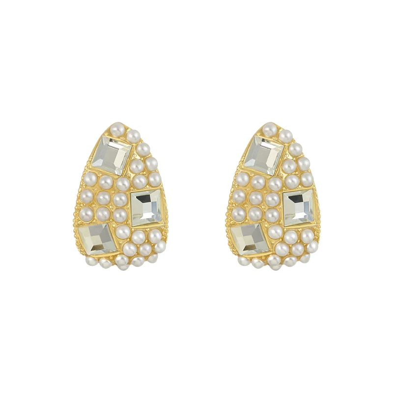 

Romantic Pearl Water Drop Design Gold Stud Earrings For Woman Korean Sweet Jewelry Wedding Party Girl's Fashion Gift Earrings