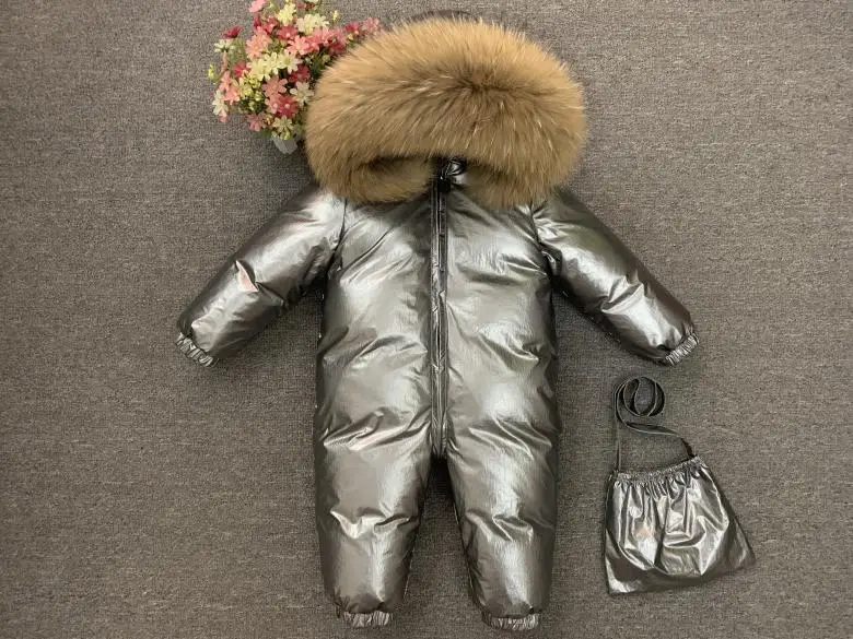 Зимний пуховый комбинезон для новорожденных, комбинезон с плюшевой подкладкой для детей, утепленная теплая верхняя одежда, пальто для маленьких мальчиков и девочек от 0 до 5 лет, зимний комбинезон