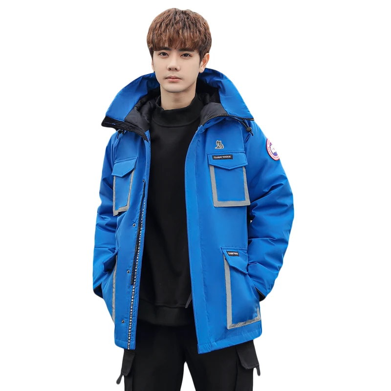 Causal Winter Men's White Duck Down Jackets Parkas Youth Fashion Hooded Korean Solid Thick Warm Down Coats Outwear Tops Clothing