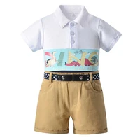 kids clothes boys short sleeved shirtbelt shorts suit summer new toddler childrens casual clothing 3pcs sets