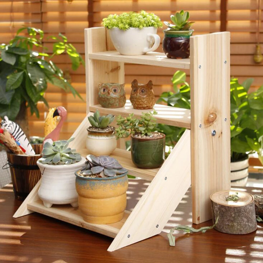 Новая деревянная полка для цветов стеллаж дома в стиле гостиной зеленая