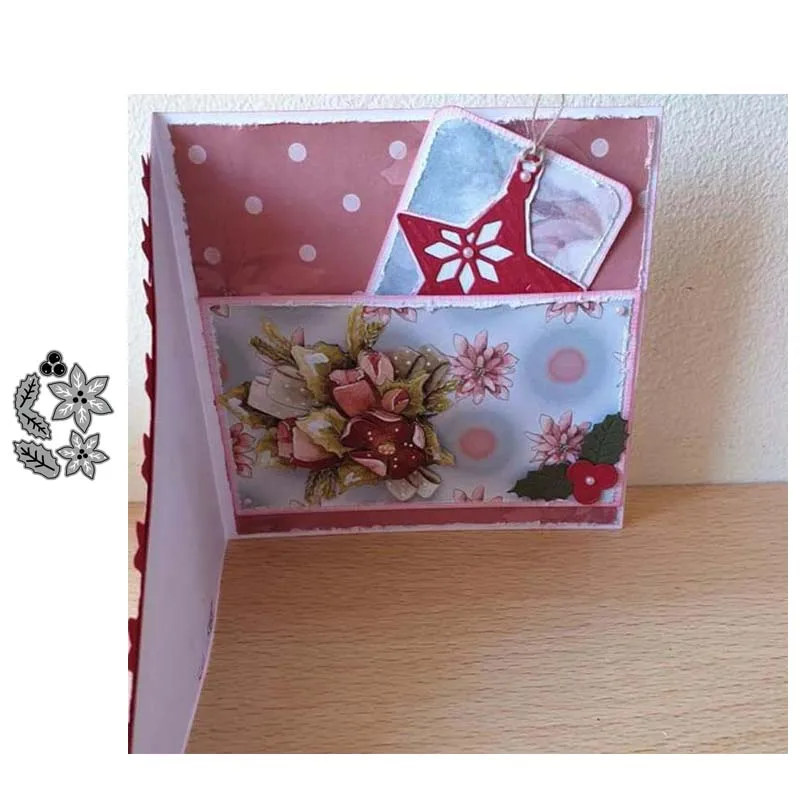 

Christmas Flowers Leaves New Metal Cutting Dies Craft Stencil Scrapbooking Handmade Card Paper Make Shape Album Decoration Model