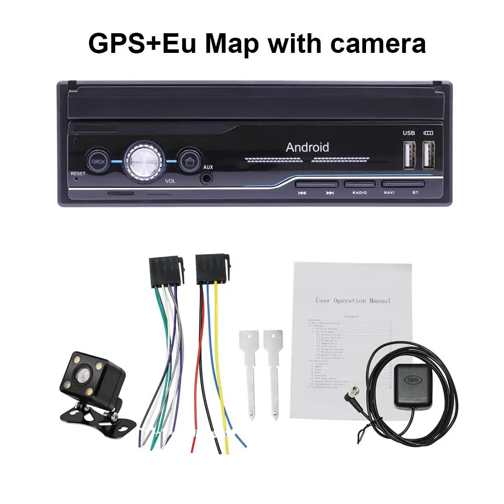 7-дюймовый автомобильный радиоприемник Android 8 1 GPS-навигация Wifi USB зарядка Din HD