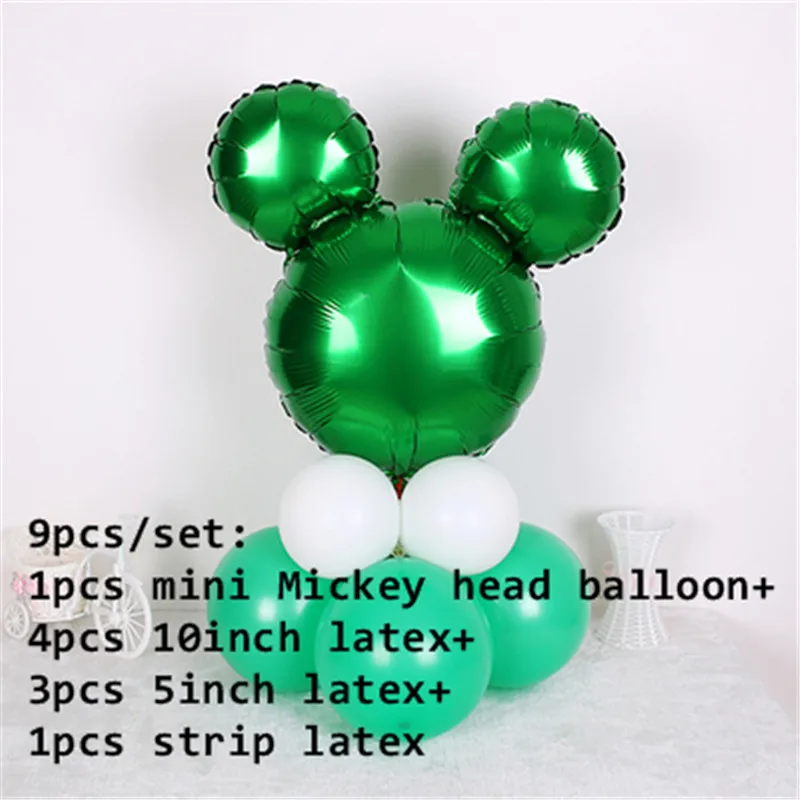 9pcs set 9 Минни Микки Маус голова фольги вертикальные шары гелий мультфильм Микки шары День рождения украшения детский душ - Цвет: 9pcs set 9