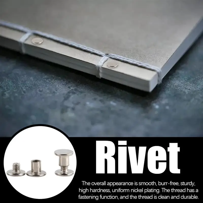 

100 Pairs Nickel Binding Chicago Screws Nail Rivets For Book Photo Album Leather Craft Wallet Ledger Handicrafts M5x6mm Rivets