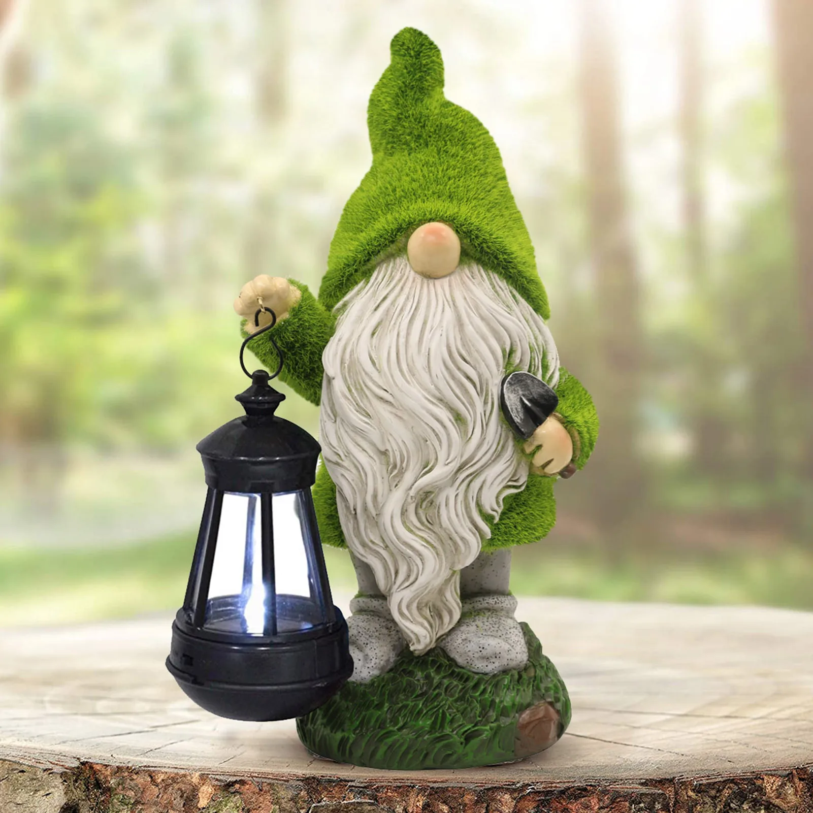 

Flocking Gnome Solar Garden Statues Outdoor Decor Flocking Gnome With Solar Lantern Figurine Dwarfs Jardim Yard Ornaments