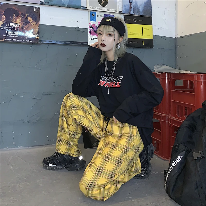 Винтажные платные лоскутные брюки Harajuku женские брюки эластичные брюки корейские повседневные Прямые Панталоны jogger уличная одежда