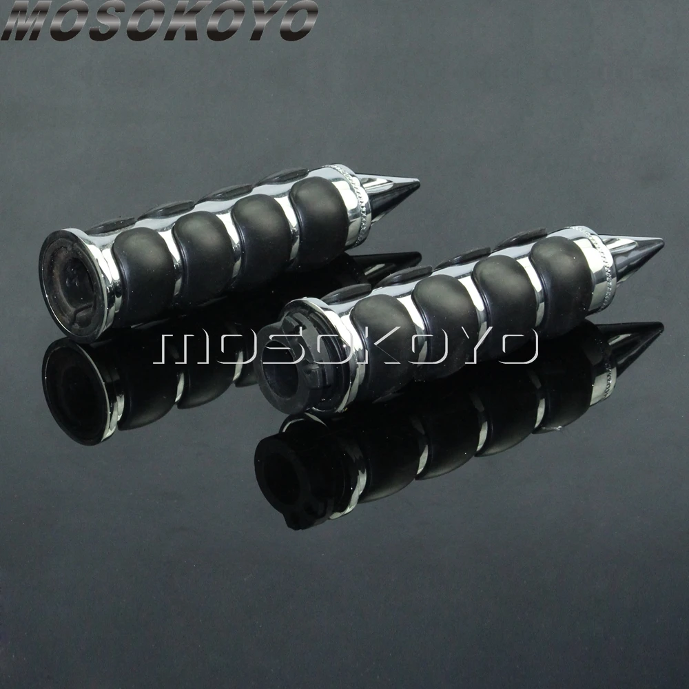 1 Pair Aluminum Motorcycle 22/25mm Universal Spike Hand Grips w/ Throttle For KAWASAKI HONDA Suzuki Boulevard M50 M90 M109R Boss |