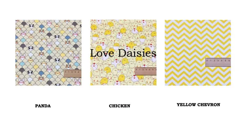Cotton Twill Cloth Cartoon Yellow Chicken Panda Rabbit Chevron fabric for DIY Crib bedding Cushion Dess Handwork Home Decor